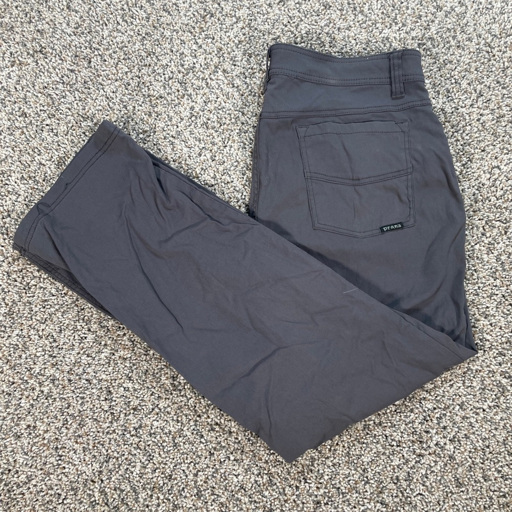 Prana Zion Slim Fit Mens 34x29 Pants Charcoal Grey Nylon Stretch Hiking Outdoor